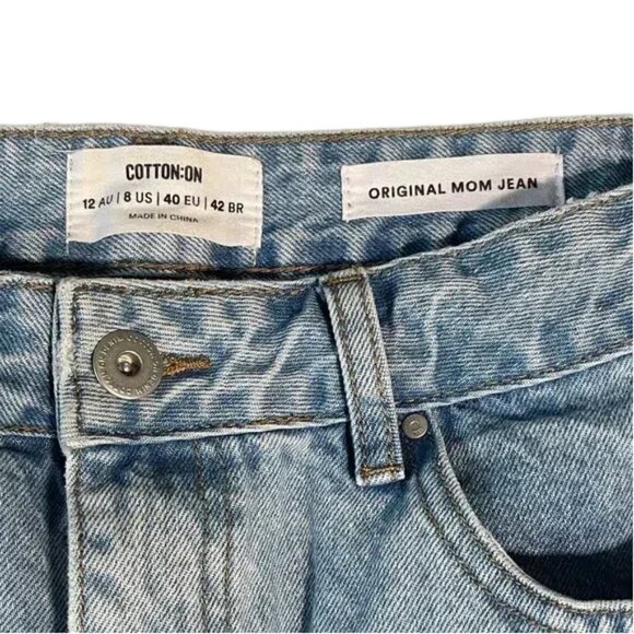 Cotton On Light Blue High Rise Women MOM Jeans - Picture 2 of 4